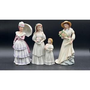 3 Homco Porcelain Figurines Bride's Day, Charlotte Rose &  Victorian Lady Lovely